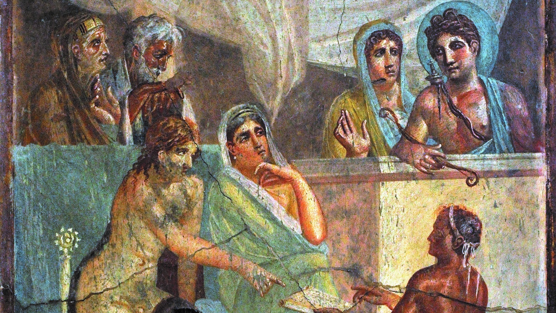 Consulting the oracle Apollo, a fresco in The House of the Tragic Poet, Pompeii