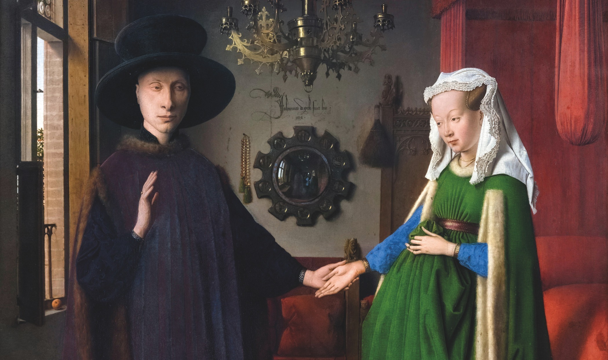 A section of the 'The Arnolfini Portrait' by Jan Van Eyck