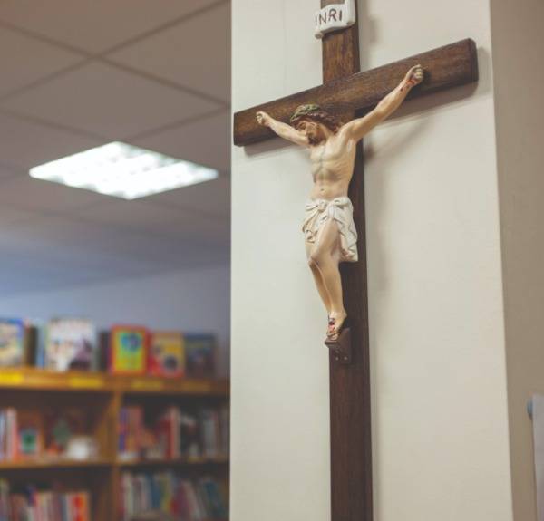 Crucifix in a classroom