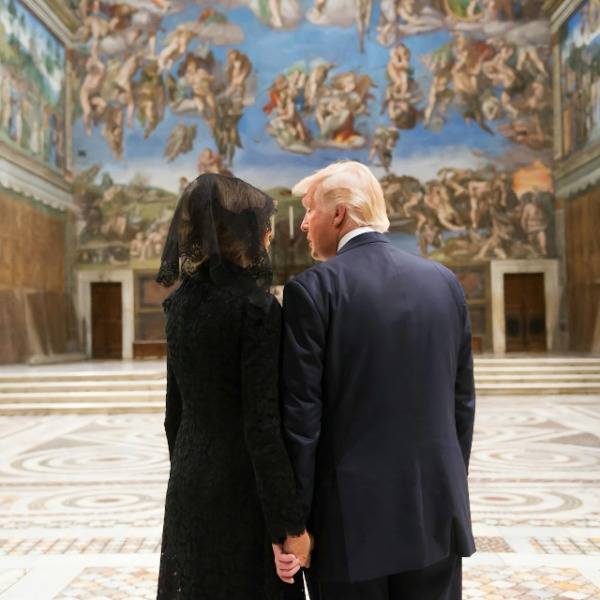 Donald Trump and wife Melania in the Sistine Chapel at the Vatican