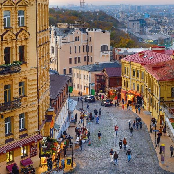 A street in Kyiv, Ukraine before the war