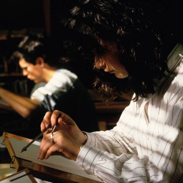 Two students studying at a desk