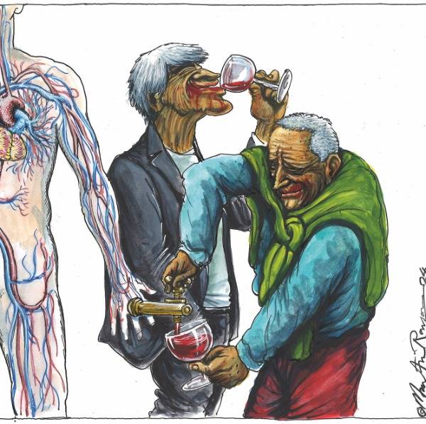 Martin Rowson illustration of blood transfusion