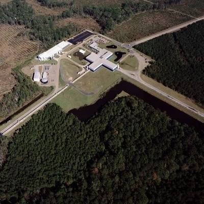 An aerial view of the LIGO detector in Louisiana