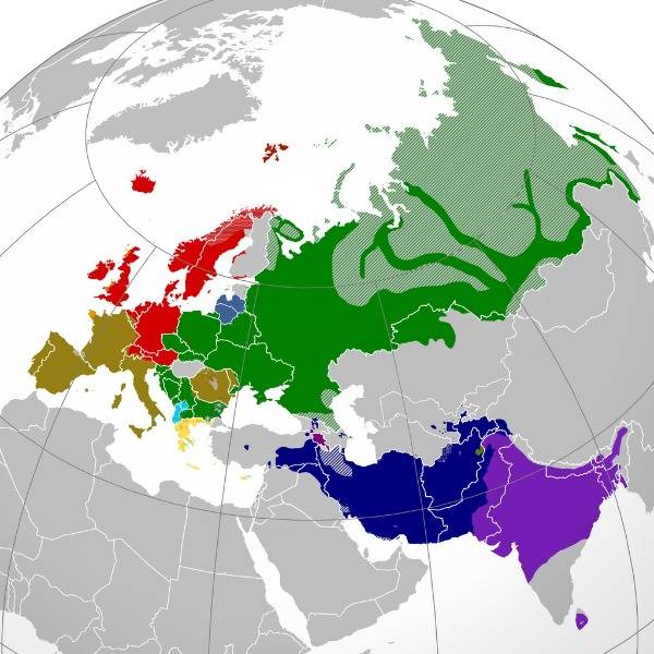 A map showing the distribution of Indo-European languages today