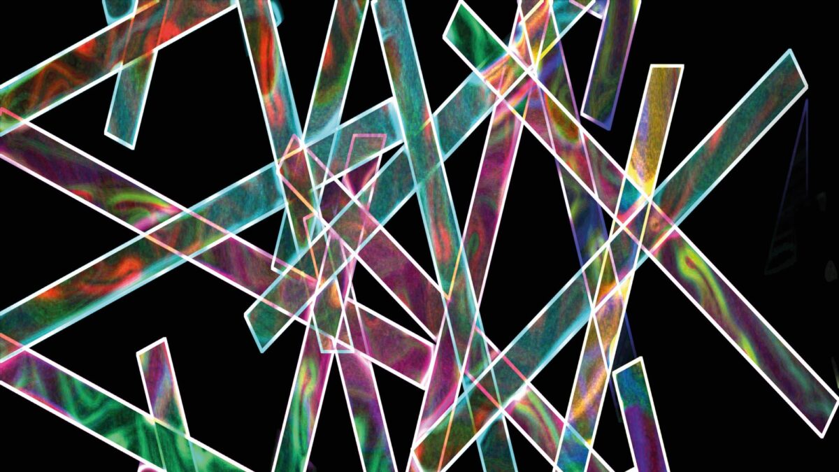 A decorative image shows shards of multi-coloured glass