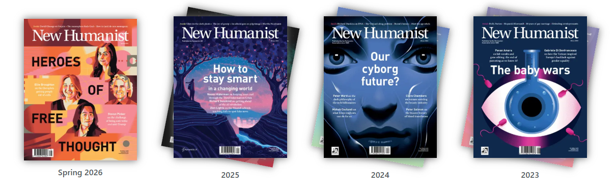 Covers of New Humanist going back several years