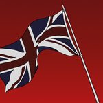 An illustration of the Union Jack against a red backdrop