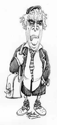 Martin Rowson's cartoon of Laurie Taylor from New Humanist March/April 2007