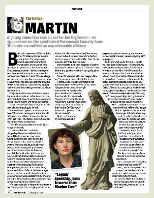 Comedian Christina Martin's page from New Humanist July/August 2007