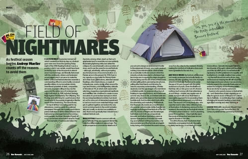 Andrew Mueller's spread from New Humanist, May/June 2008