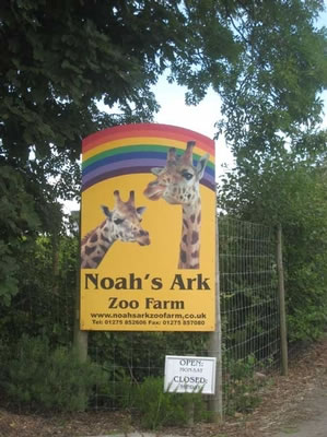 Sign at the entrance to Noah's Ark Zoo Farm