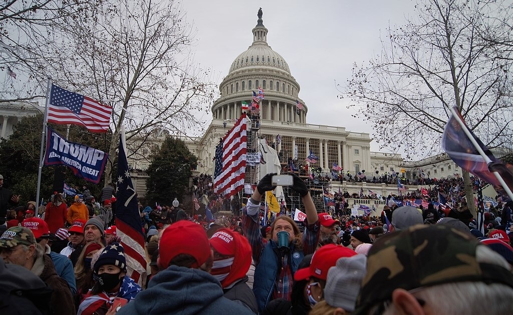 Crowds outside the US Capitol during the January 6 insurrection
