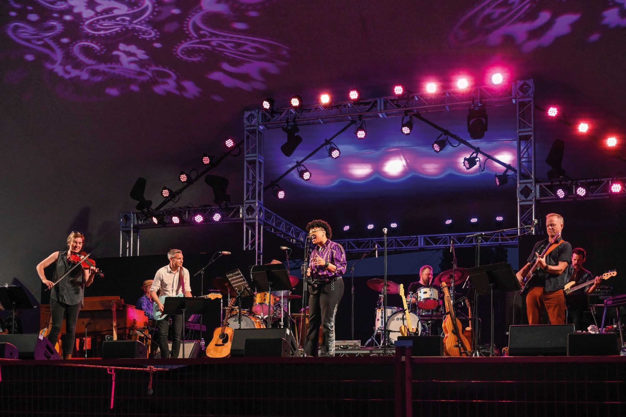 Singer Amythyst Kiah, who identifies as queer and black, on stage at the Vancouver Folk Music Festival