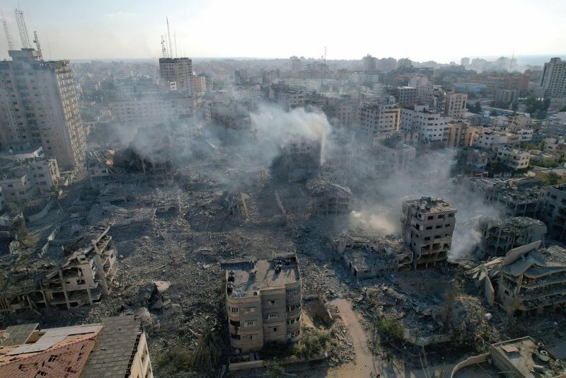 Gaza City on 10 October following bombardment by Israeli forces