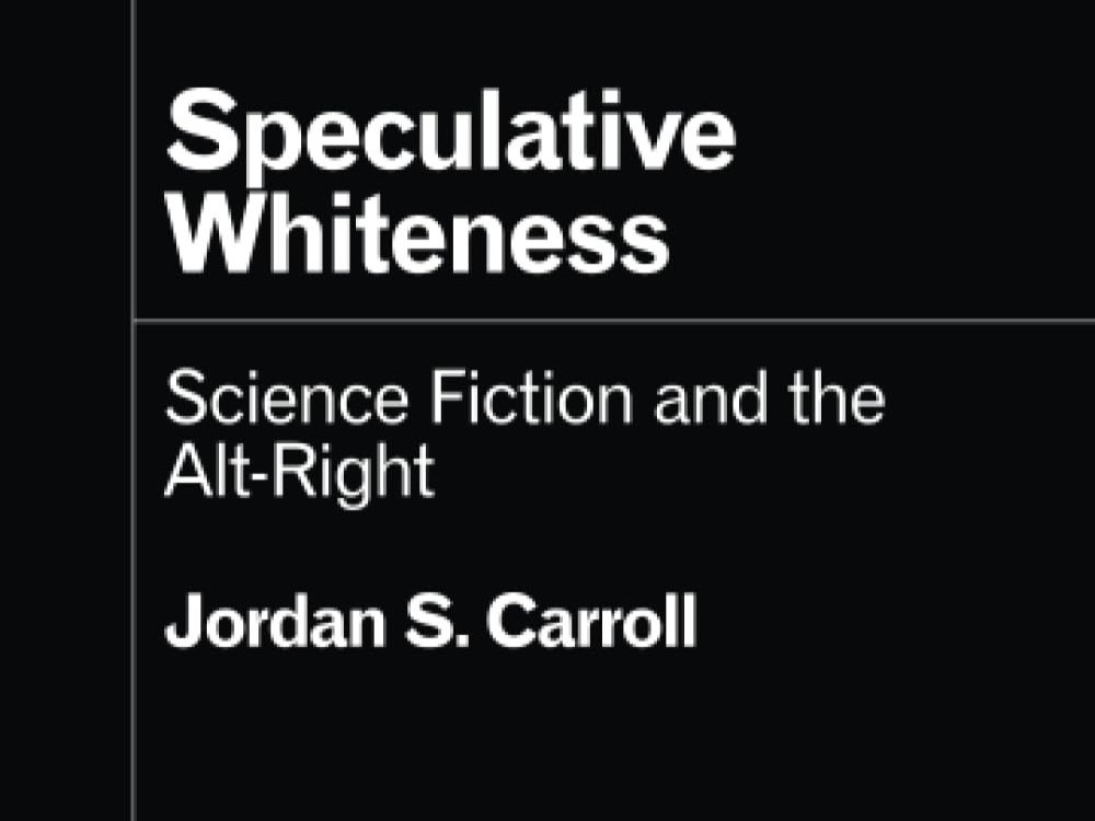 The cover of the book is plain black with the words 'Speculative Whiteness' in white