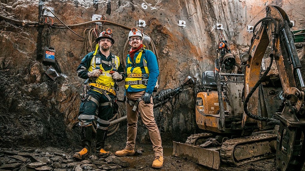 Crew members pose for a photo during the construction of DUNE
