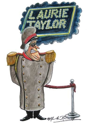 Martin Rowson's cartoon of Laurie Taylor for New Humanist, May/June 2009