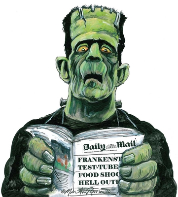 Martin Rowson's illustration of Frankenstein's monster, for the Jan/Feb 2011 of New Humanist