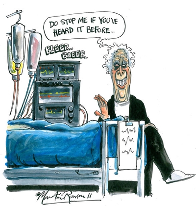 laurie Taylor by the bed by Martin Rowson