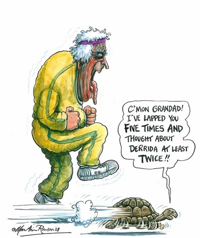 Martin Rowson's cartoon of Laurie Taylor for New Humanist, Jan/Feb 2009