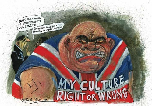 Martin Rowson's 'culture' illustration for New Humanist, July/August 2008
