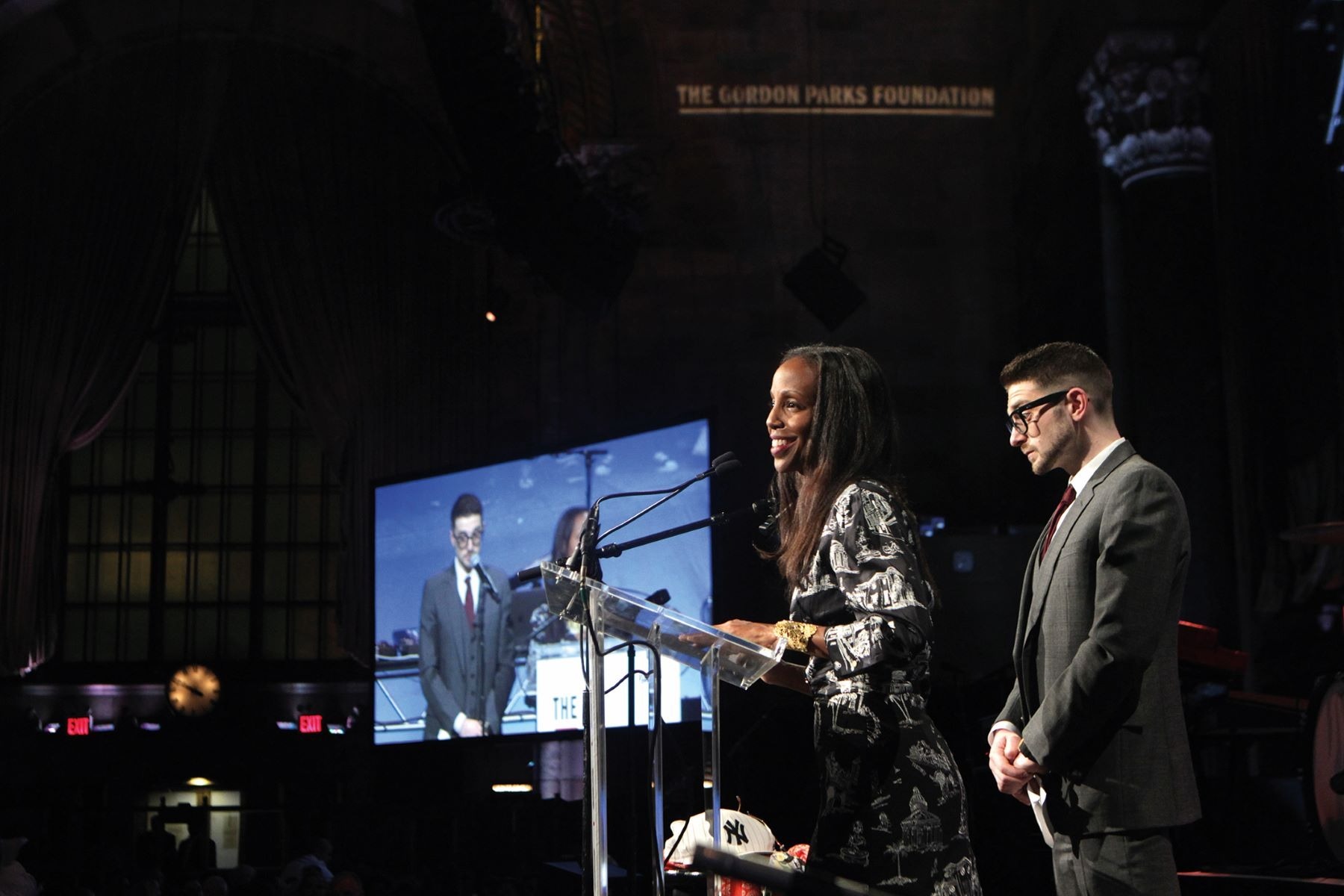 Alex Soros, right, attends a charity awards dinner in New York