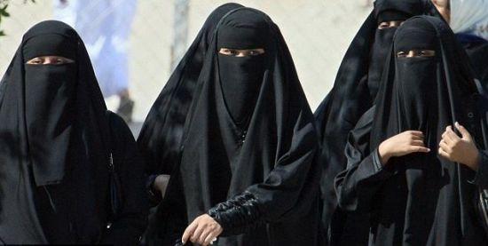 Saudi women in burqas