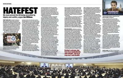 Ian Williams' spread from New Humanist, Mar/Apr 2009