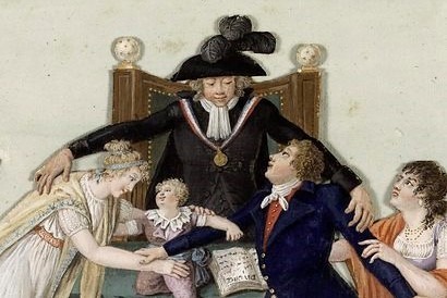 From the painting 'The Divorce' by Jean-Baptiste Lesueur