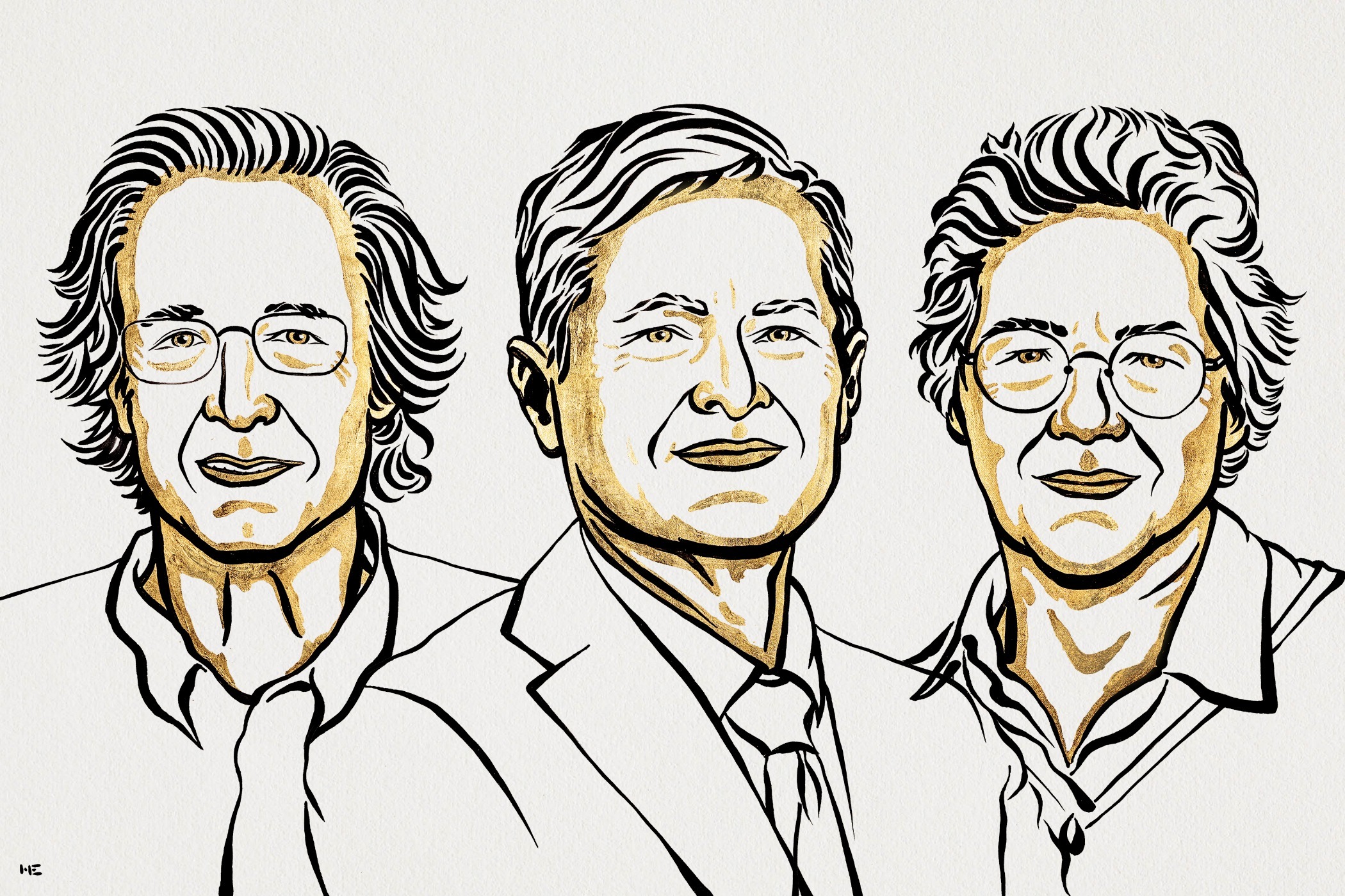 An illustration of the three prize winners - Agostini, Krausz and L'Huillier