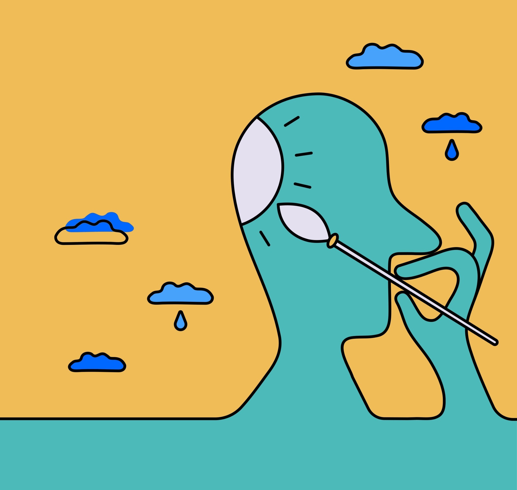 Illustration shows someone inserting a swab