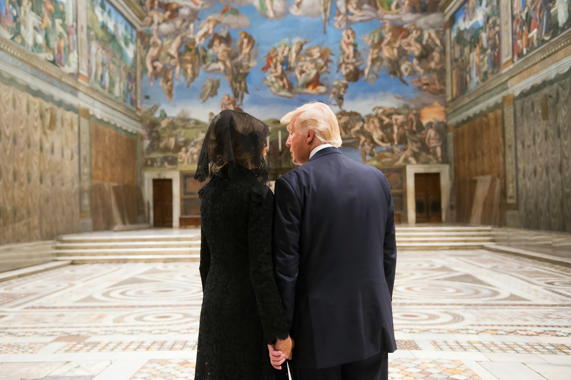 Donald Trump and wife Melania in the Sistine Chapel at the Vatican