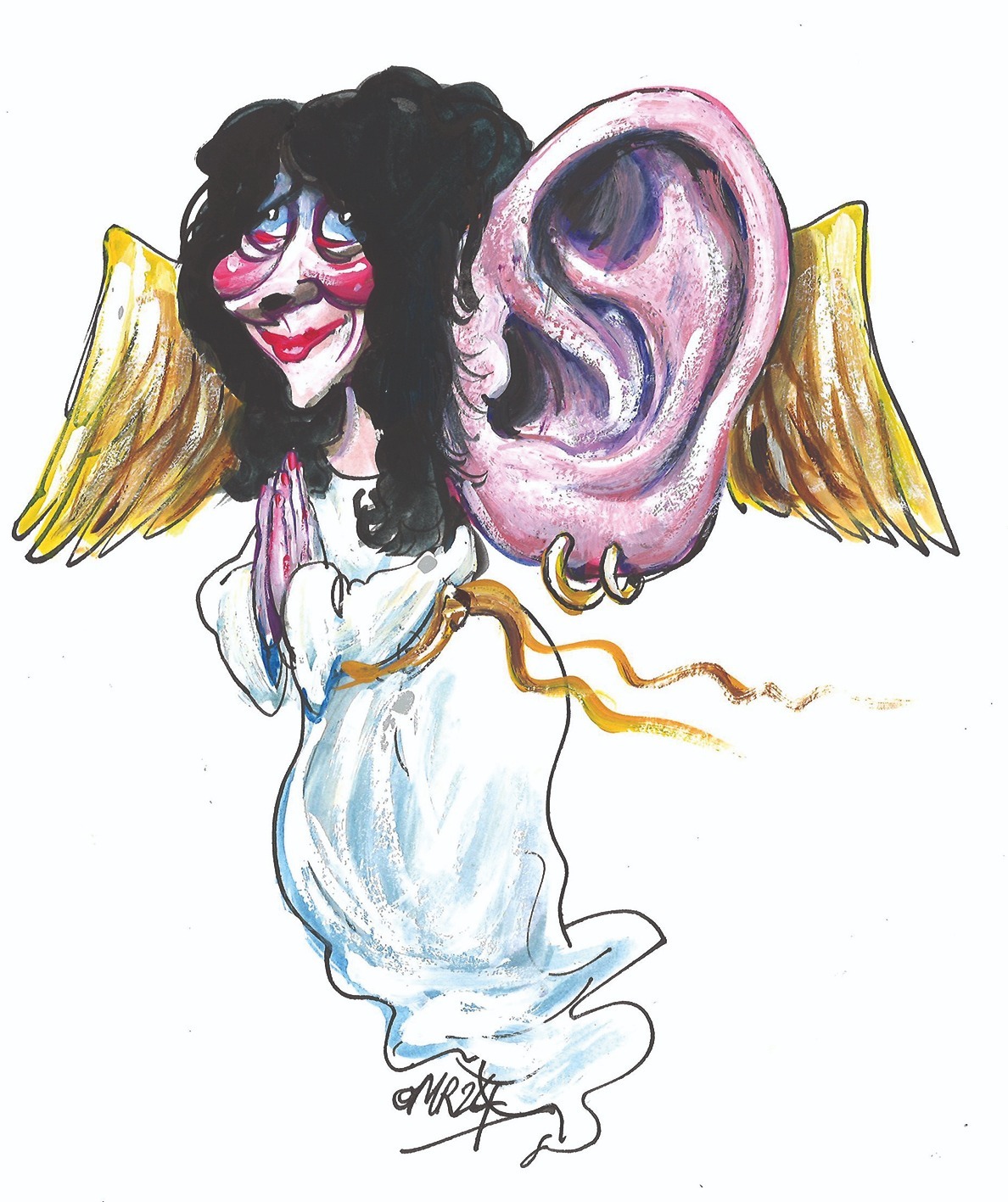 A cartoon of the author as an angel with a giant ear
