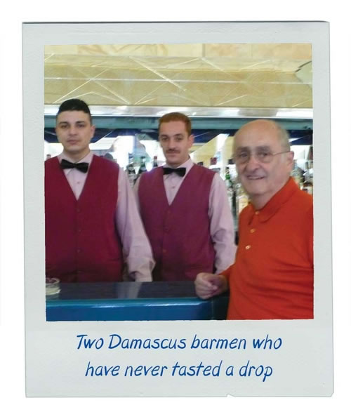 Winston with two Damascus barmen who have never tasted a drop