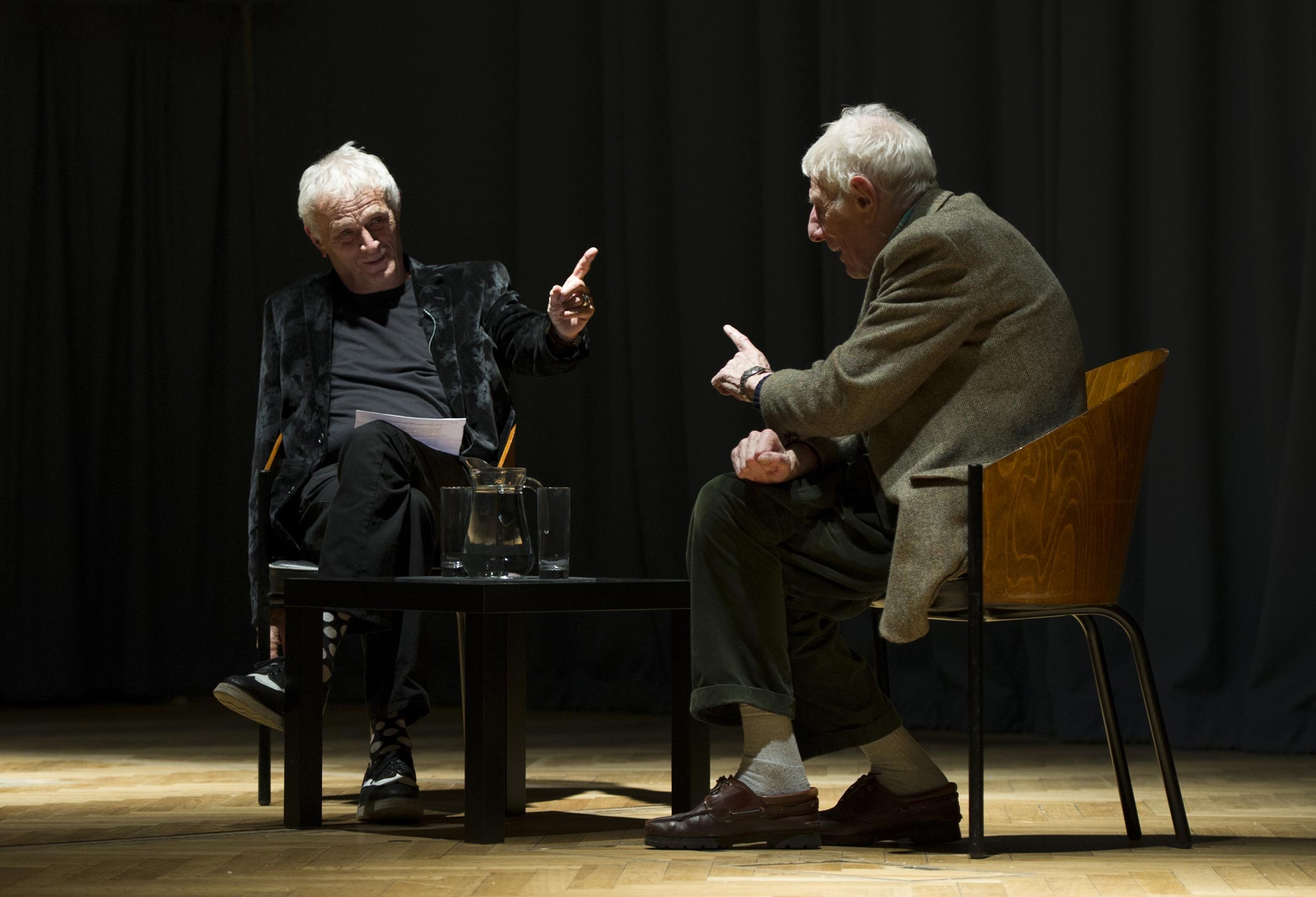 Jonathan Miller and Laurie Taylor on stage