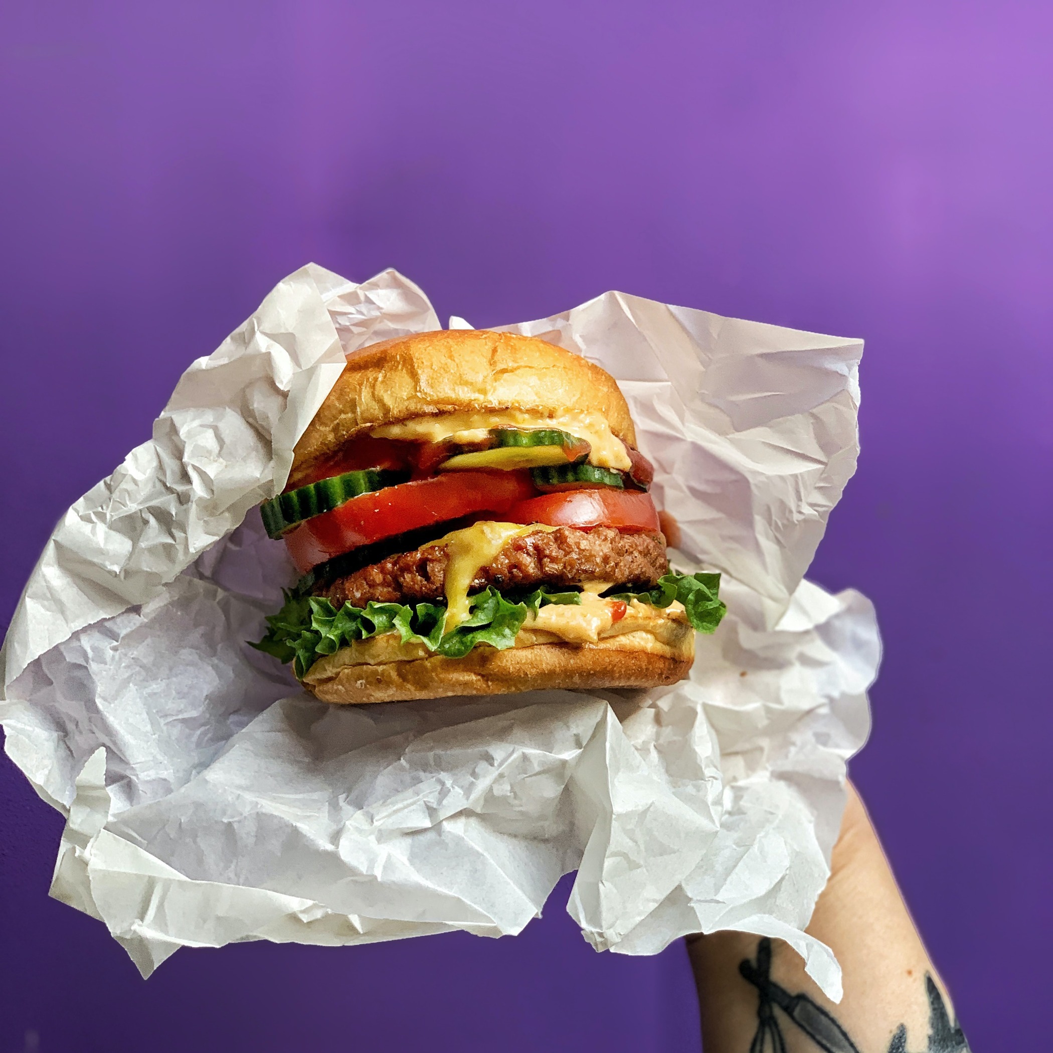 A vegan burger