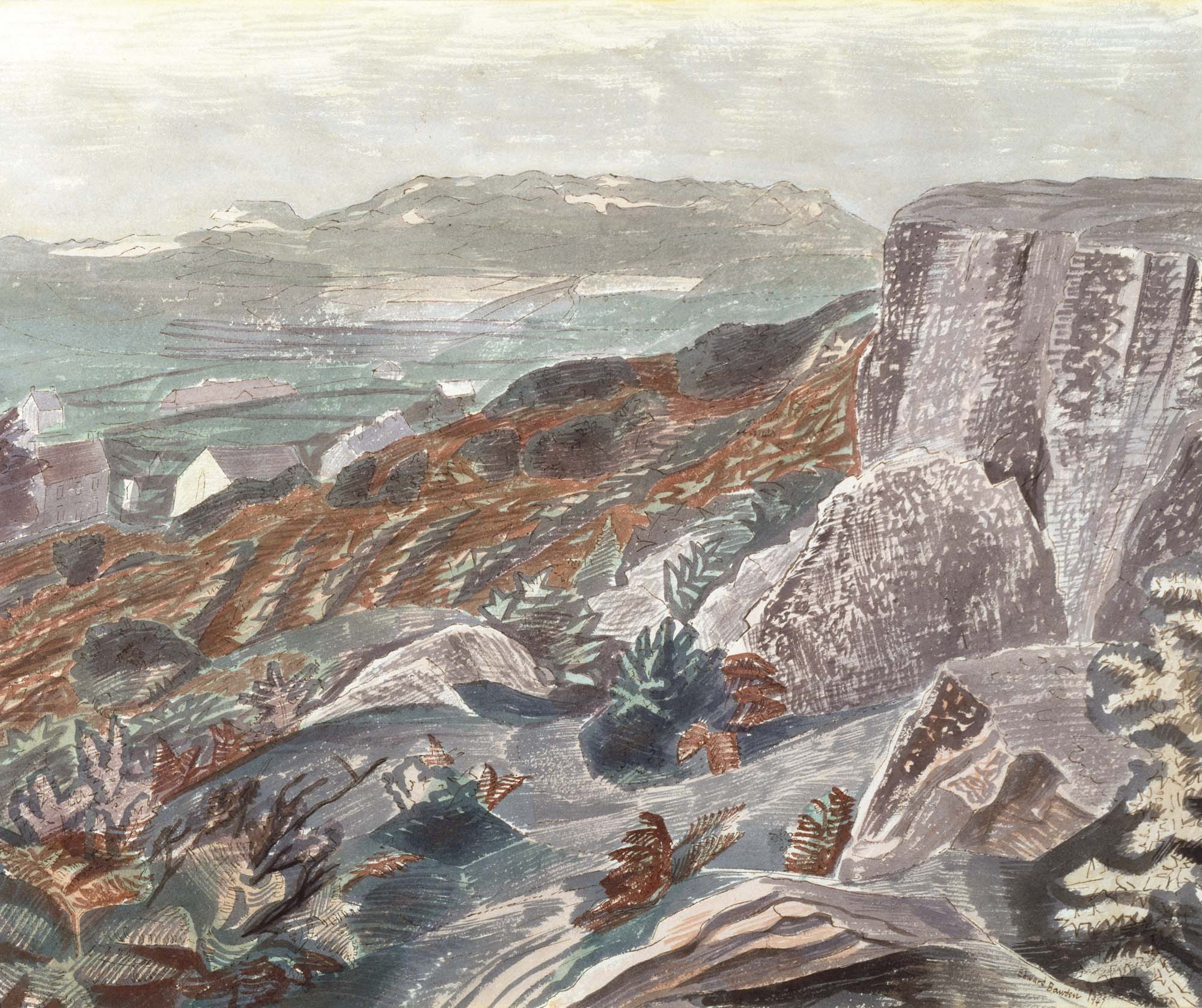“Llangennith, Gower Peninsula” (1947) by Edward Bawden